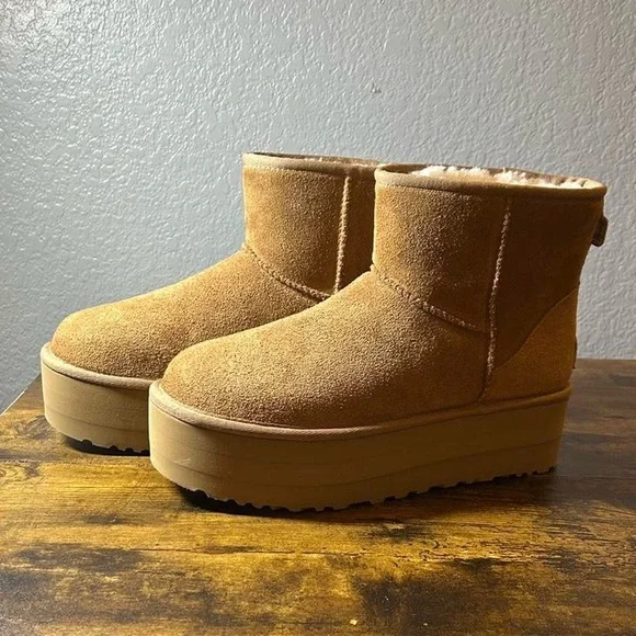 Women's Tan Platform UGG Boots - Picture 2 of 6